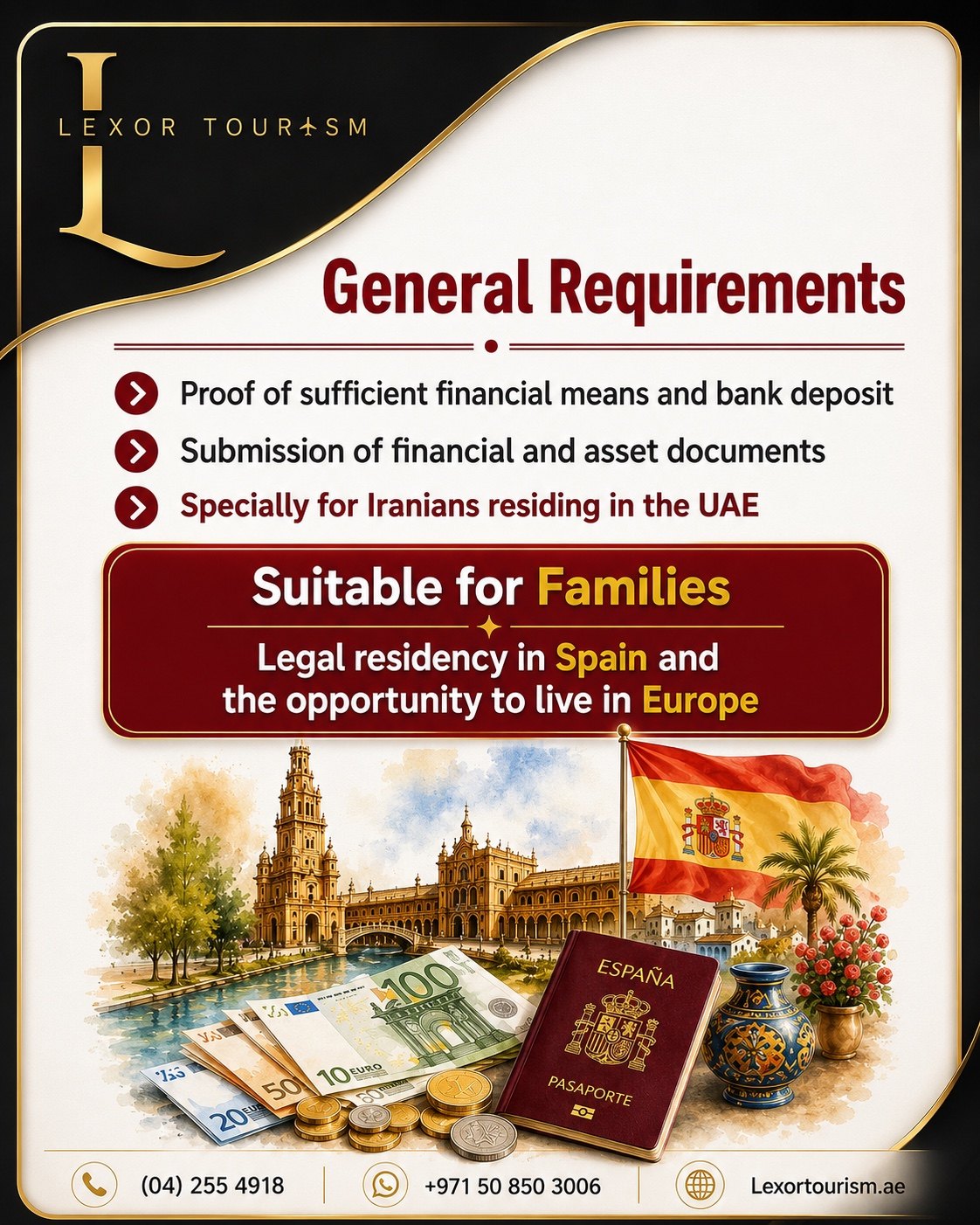 General requirements for Spain financial means residency